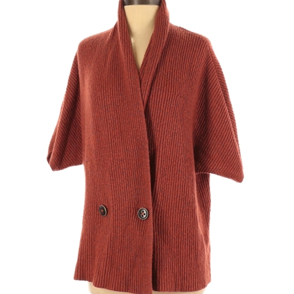 CAbi Sweaters - CAbi Rosewood Button Wrap Chunky Knit Oversized Slouchy Cable Cardigan in Rust